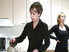 Super hot French lesbians playing with a strapon