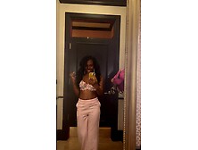 Trying on Bras in the Fitting Room - Tiny Black Hotty Next Door - Natural Melons