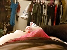 Bbw teases CD with foot
