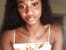 Pretty Black Trans Babe Teases On Webcam