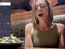 Climax hard in public restaurant with Lush remote controlled vibrator