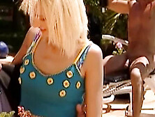 German babes get hard anal fuck by pool outdoor orgy vintage retro