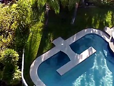 Hunks Share Poolside Threesome Adventure