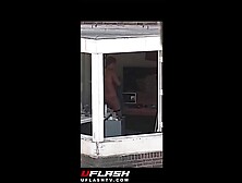 Caught neighbor after shower open curtains