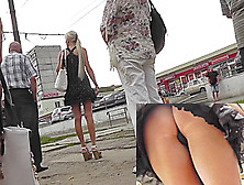 Doll in superb dress becomes a star of the upskirt (fake) clip