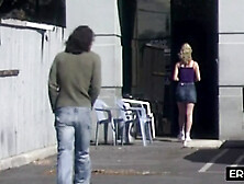 Stranger man fucks teen girl in elevator