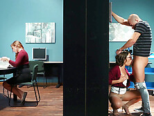 Adriana Chechik is sucking Xander's cock in the library