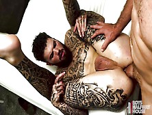 Horny Fit Tattooed Hatler Gurius Throat Fucked