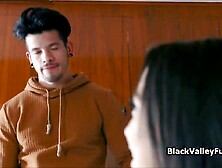 Screwing lovely black snatch whilst gf is home