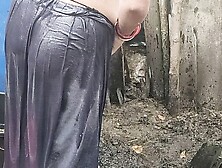 Anita yada bathing topless outside