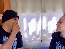 1St we smoke,  then Pretty Bosnian teen takes awesome care of my giant Puerto Rican weenie,  massaging with oil,  then give her har