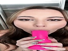 Babe Rides Her Pink Dildo