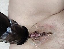 Huge bbc fuck my pussy good and hard bbc dildo play huge brutal pussy stretch with black cock