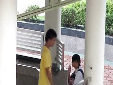 tapes an asian girl fucking her bf in public