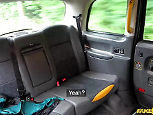 Dark-haired BBW in stockings fucks her taxi driver