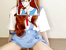 Amateur Mio-Cosplay rides her fuck stick in an Eva Asuka outfit and cums twice while screaming