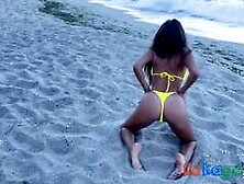Beach fun with a petite babe - anal,  cumshot and more!