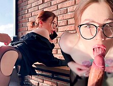 Sweet whore talking on the phone with her man while her friend rides her.