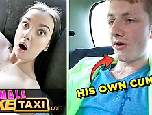 Omg 19 Year Cougar Stud Nearly Spunks In His Own Mouth - Female Fake Taxi