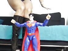 Superman Crush! Cruel Reell Crushes Superman Symbolically For All Men!