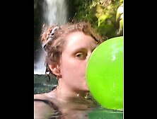 Looner slut playing with balloons