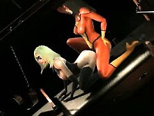 Sexy 3D Cartoon Lesbian Babe Fucked With A Strap On