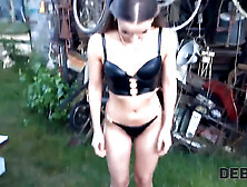 Debt4k.  debt collector slinked into Arina Shy’s mansion and roughly pounded her in the backyard