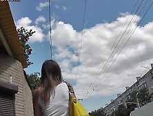 Recent white panty on pimpled butt upskirt