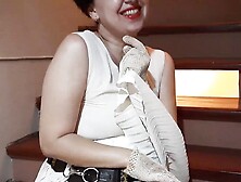 Vintage wooden staircase.  Regina Noir's pussy show.