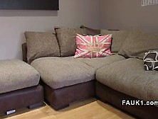 Tattooed English blonde bangs in casting