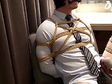 Tightly Roped Guy Gets Dick And Balls Torture By A Master