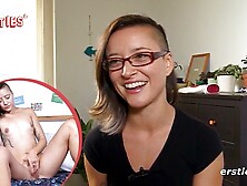 Cute Brunette Babe Fingers Her Shaved Pussy