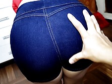 Girl shows me how her new short jean looks on her