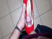 Fucking And Cum Open Toe Red Heels Wife