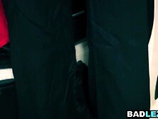 Giant butt curvy mother I'd like to fuck mechanic bangs breasty golden-haired lesbo in garage