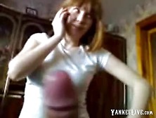 Blowjob And Handjob By Redhead Russian Teen While