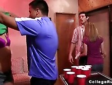 Tight College Teen Gets A Mouthful Of Pong And Blowjobs At A Wild Party