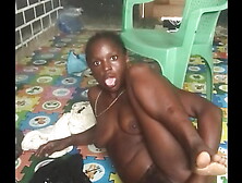 Crazybitch twerking naked then enjoyed fucking her monstrous dildo in both booty and pussyb