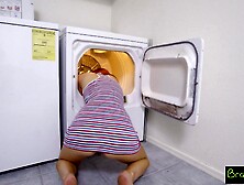 Stuck Stepsis Nina Nirvana gets Big Dick Doggy Style Fucking in Laundry Room