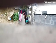 Aunty Bathing Exposed at Public Place