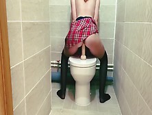 School Chick Masturbation In The Toilet - Vika Homemade