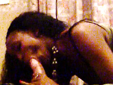 Naughty black babe swallowed white cock