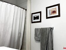 Spying on my roommate restroom routine- nice tanlines nude