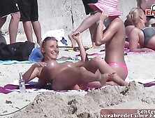 Public Beach Voyeur - German Teens Try Lesbian Games In Mallorca Holiday