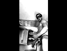 Masked Man / Dom BWC ties his balls and cums all over you,  w/ slow motion replay of big dick cumshot
