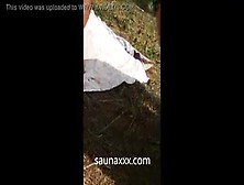 Cumming on unaware sunbather ass