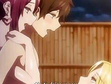 Rough uncensored hentai with horny girls fucking in threesome with a male student