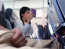 Avid Risky Tugjob until Cum in Public Airplane