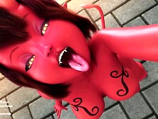 Anime Devil Shows Her Big Tits & Mouth In A Solo