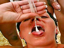 Sandie Caine's cumshots clip by British Bukkake Babes